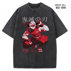 Demon Slayer Kimets Anime peripheral pure cotton washed and worn T-shirt from S to 2XL