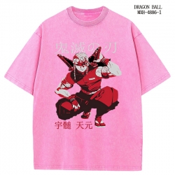 Demon Slayer Kimets Anime peripheral pure cotton washed and worn T-shirt from S to 2XL