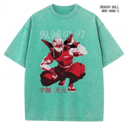 Demon Slayer Kimets Anime peripheral pure cotton washed and worn T-shirt from S to 2XL