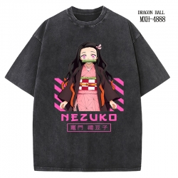 Demon Slayer Kimets Anime peripheral pure cotton washed and worn T-shirt from S to 2XL