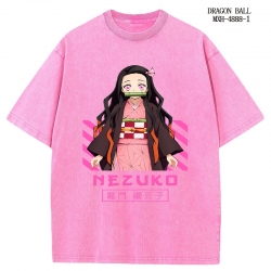 Demon Slayer Kimets Anime peripheral pure cotton washed and worn T-shirt from S to 2XL