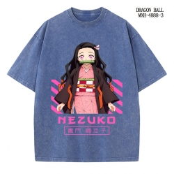 Demon Slayer Kimets Anime peripheral pure cotton washed and worn T-shirt from S to 2XL