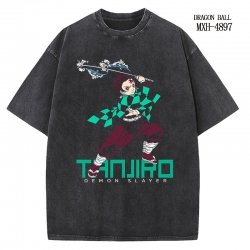 Demon Slayer Kimets Anime peripheral pure cotton washed and worn T-shirt from S to 2XL