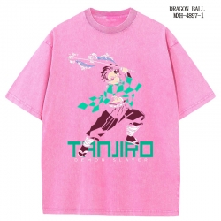 Demon Slayer Kimets Anime peripheral pure cotton washed and worn T-shirt from S to 2XL