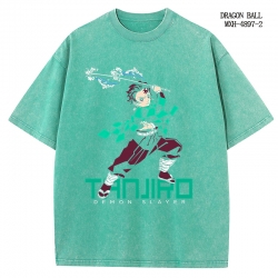 Demon Slayer Kimets Anime peripheral pure cotton washed and worn T-shirt from S to 2XL