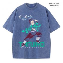 Demon Slayer Kimets Anime peripheral pure cotton washed and worn T-shirt from S to 2XL