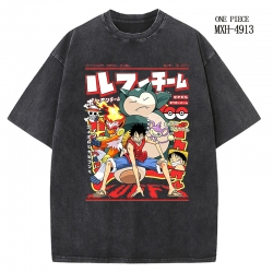 One Piece Anime peripheral pure cotton washed and worn T-shirt from S to 2XL