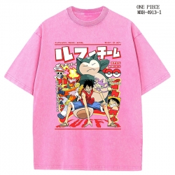 One Piece Anime peripheral pure cotton washed and worn T-shirt from S to 2XL