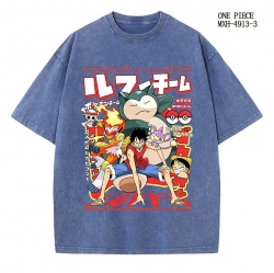 One Piece Anime peripheral pure cotton washed and worn T-shirt from S to 2XL