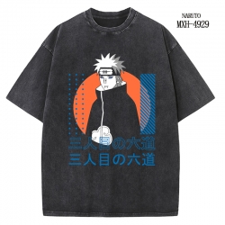 Naruto Anime peripheral pure cotton washed and worn T-shirt from S to 2XL