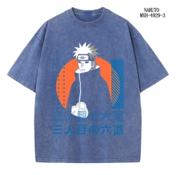 Naruto Anime peripheral pure cotton washed and worn T-shirt from S to 2XL