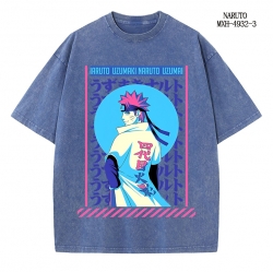 Naruto Anime peripheral pure cotton washed and worn T-shirt from S to 2XL