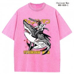 Chainsaw Man Anime peripheral pure cotton washed and worn T-shirt from S to 2XL