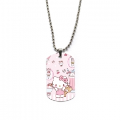 Hello-Kitty Anime double-sided full color printed military brand necklace price for 5 pcs