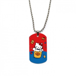 Hello-Kitty Anime double-sided full color printed military brand necklace price for 5 pcs