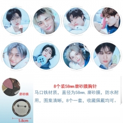 BTS Anime round scrub film brooch badge 58MM a set of 8