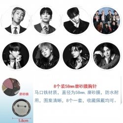 BTS Anime round scrub film brooch badge 58MM a set of 8