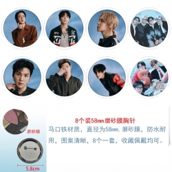 BTS Anime round scrub film brooch badge 58MM a set of 8