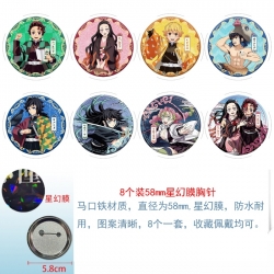 Demon Slayer Kimets Anime round Astral membrane brooch badge 58MM a set of 8