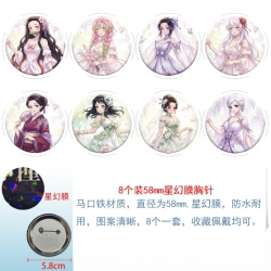Demon Slayer Kimets Anime round Astral membrane brooch badge 58MM a set of 8