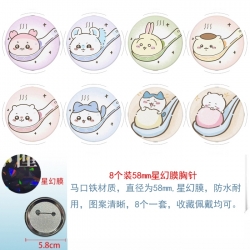Chiikawa Anime round Astral membrane brooch badge 58MM a set of 8