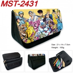 JoJos Bizarre Adventure Anime Velcro canvas zipper pencil case Pencil Bag 21x14x7.5cm