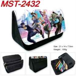JoJos Bizarre Adventure Anime Velcro canvas zipper pencil case Pencil Bag 21x14x7.5cm