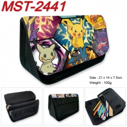 Pokemon Anime Velcro canvas zipper pencil case Pencil Bag 21x14x7.5cm