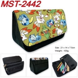 Pokemon Anime Velcro canvas zipper pencil case Pencil Bag 21x14x7.5cm