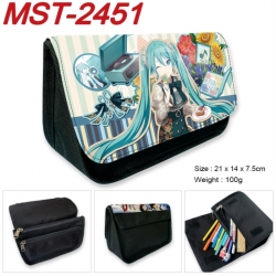 Hatsune Miku Anime Velcro canvas zipper pencil case Pencil Bag 21x14x7.5cm