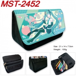 Hatsune Miku Anime Velcro canvas zipper pencil case Pencil Bag 21x14x7.5cm