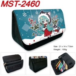 Hatsune Miku Anime Velcro canvas zipper pencil case Pencil Bag 21x14x7.5cm