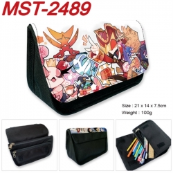 Hazbin Hotel Anime Velcro canvas zipper pencil case Pencil Bag 21x14x7.5cm