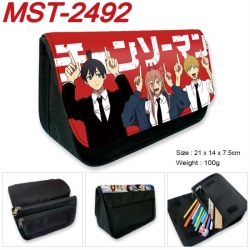 Chainsaw Man Anime Velcro canvas zipper pencil case Pencil Bag 21x14x7.5cm