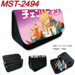 Chainsaw Man Anime Velcro canvas zipper pencil case Pencil Bag 21x14x7.5cm