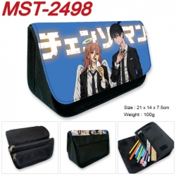 Chainsaw Man Anime Velcro canvas zipper pencil case Pencil Bag 21x14x7.5cm
