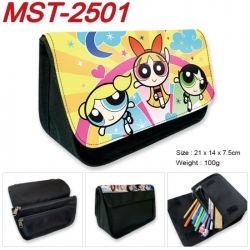 The Powerpuff Girls Anime Velcro canvas zipper pencil case Pencil Bag 21x14x7.5cm