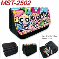 The Powerpuff Girls Anime Velcro canvas zipper pencil case Pencil Bag 21x14x7.5cm