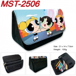 The Powerpuff Girls Anime Velcro canvas zipper pencil case Pencil Bag 21x14x7.5cm