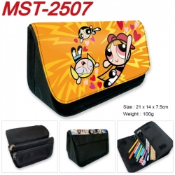 The Powerpuff Girls Anime Velcro canvas zipper pencil case Pencil Bag 21x14x7.5cm