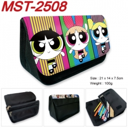 The Powerpuff Girls Anime Velcro canvas zipper pencil case Pencil Bag 21x14x7.5cm