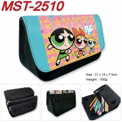 The Powerpuff Girls Anime Velcro canvas zipper pencil case Pencil Bag 21x14x7.5cm