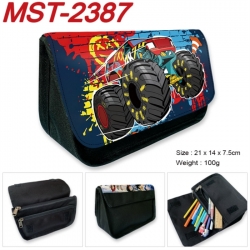 Hot wheels Anime Velcro canvas zipper pencil case Pencil Bag 21x14x7.5cm