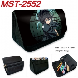 Demon Slayer Kimets Anime Velcro canvas zipper pencil case Pencil Bag 21x14x7.5cm