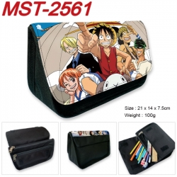 One Piece Anime Velcro canvas zipper pencil case Pencil Bag 21x14x7.5cm