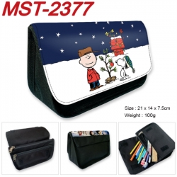 snoopy Anime Velcro canvas zipper pencil case Pencil Bag 21x14x7.5cm