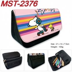 snoopy Anime Velcro canvas zipper pencil case Pencil Bag 21x14x7.5cm