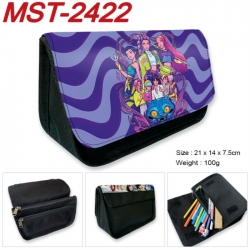 K-Pop:Demon Hunters Anime Velcro canvas zipper pencil case Pencil Bag 21x14x7.5cm