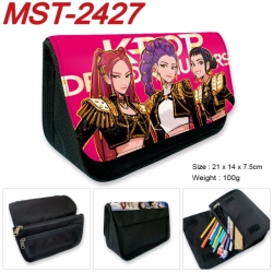 K-Pop:Demon Hunters Anime Velcro canvas zipper pencil case Pencil Bag 21x14x7.5cm