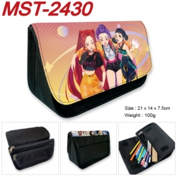 K-Pop:Demon Hunters Anime Velcro canvas zipper pencil case Pencil Bag 21x14x7.5cm
